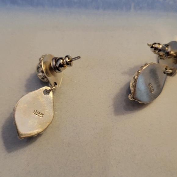 925 Sterling silver chandelier earrings with amethyst colored stone - Picture 4 of 5